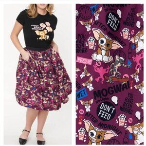 Unique Vintage Gremlins Skirt Mogwai Rules Print Jayne Swing Skirt SMALL NWT